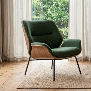 Nordic Oasis Curved Walnut Lounge Chair